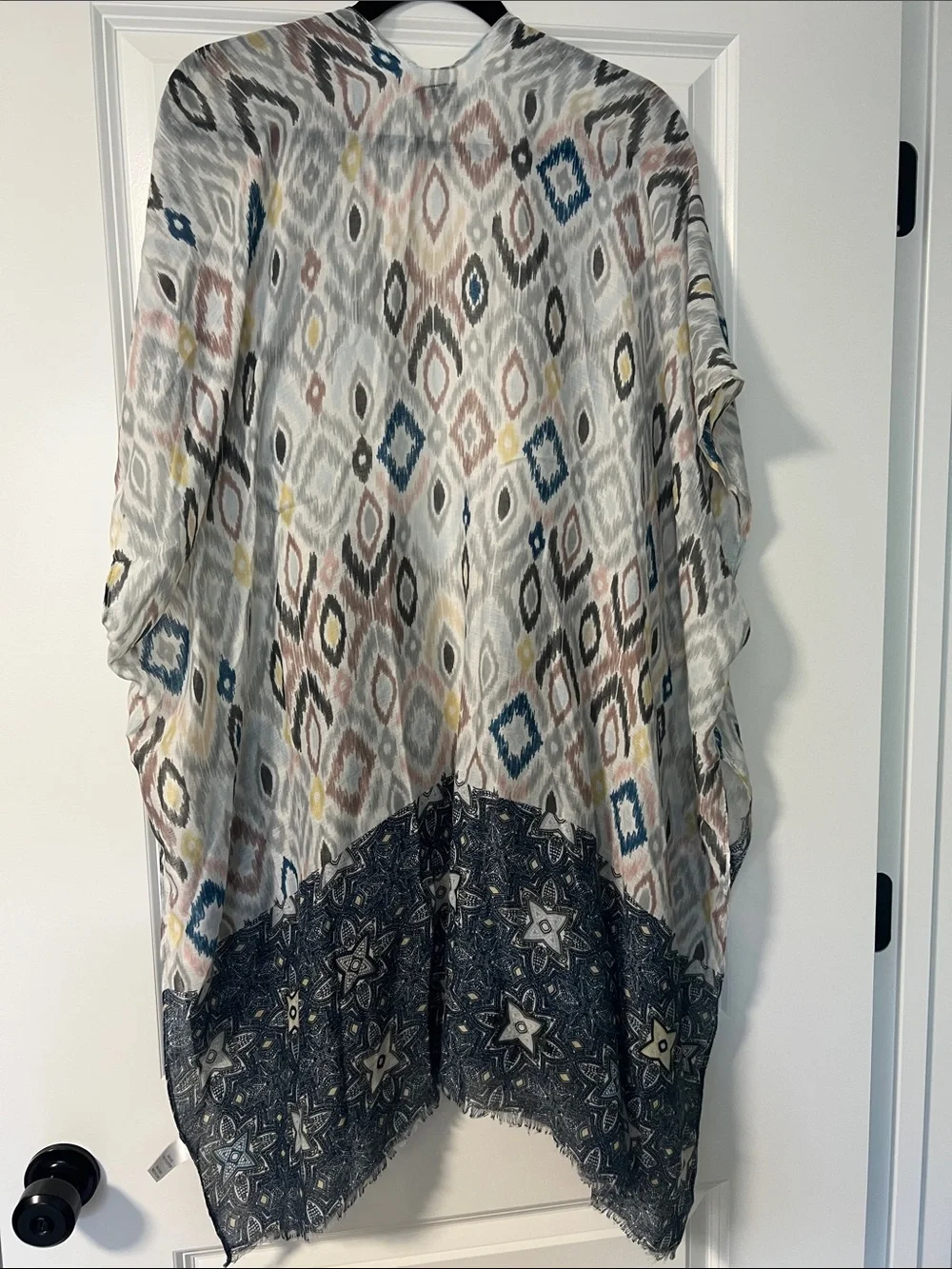 Coco + Carmen Multicolor Ikat & Paisley Swim Coverup - Blue, Gray, Pink, Yellow